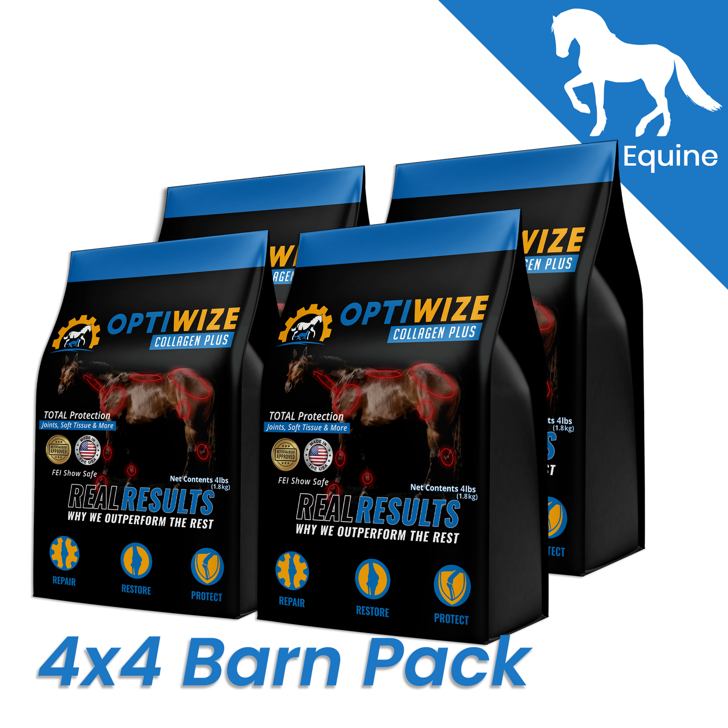 OptiWize collagen plus top rated joint supplements for horses, supports bone structure and wellness.