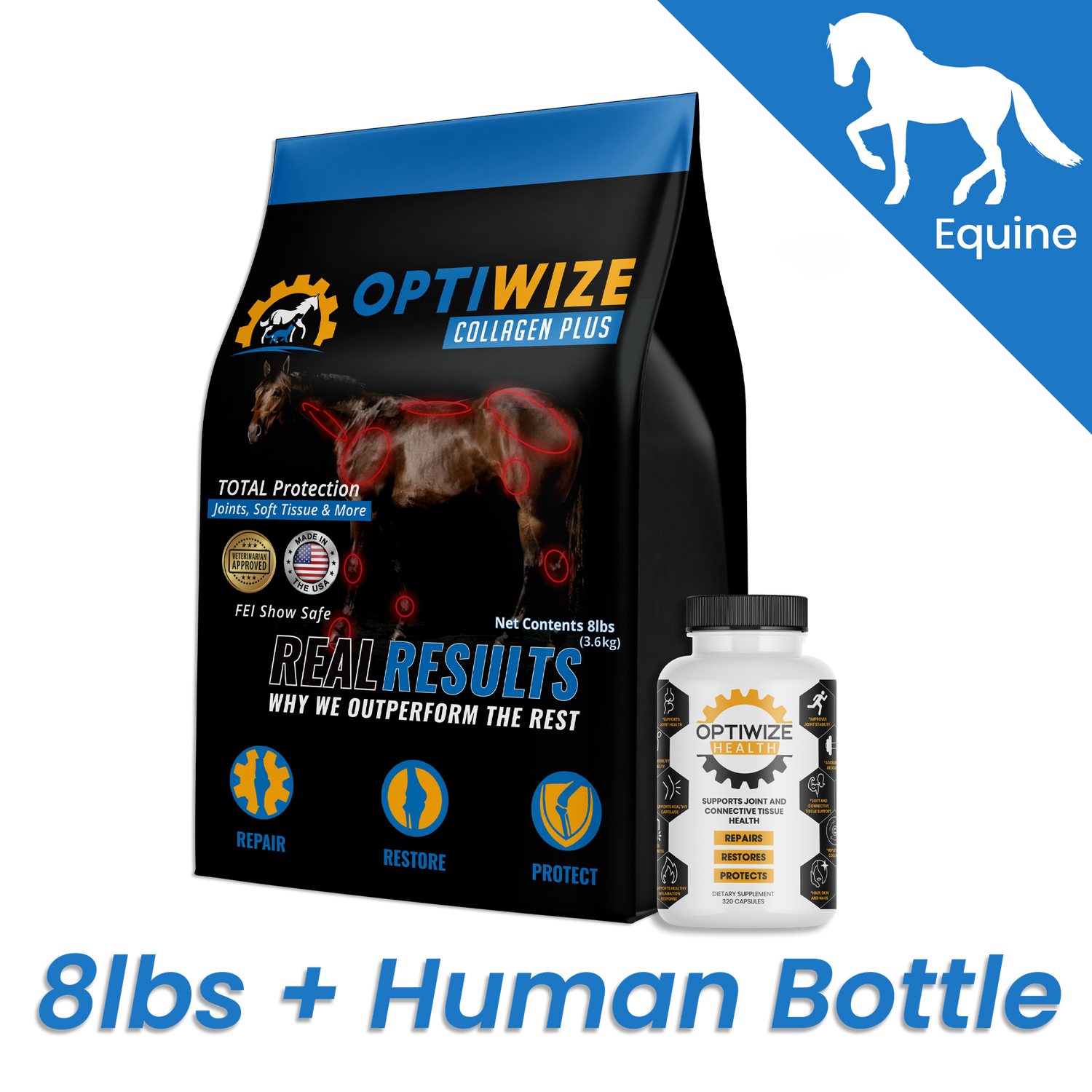 OptiWize collagen joint supplements for horses to maintain flexibility and comfort in equine