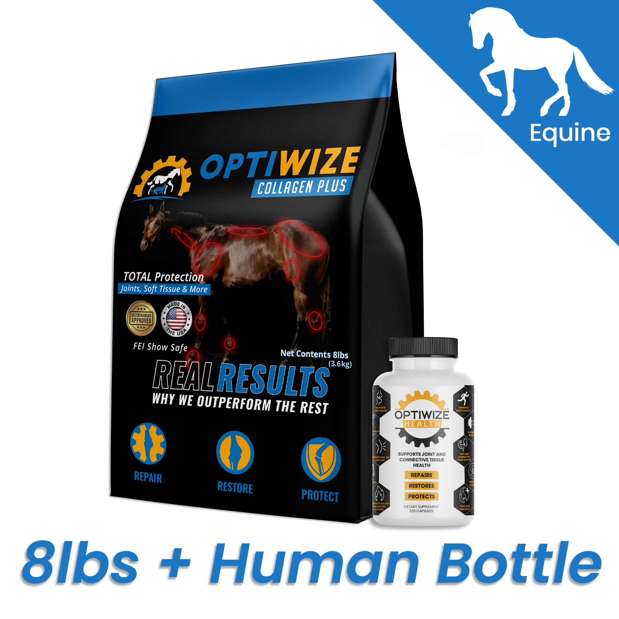 OptiWize collagen joint supplements for horses to maintain flexibility and comfort in equine