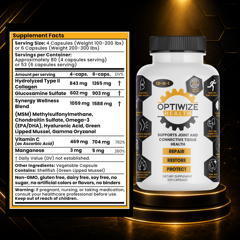 OptiWize Collagen +Plus Human Supplement for Joint Health