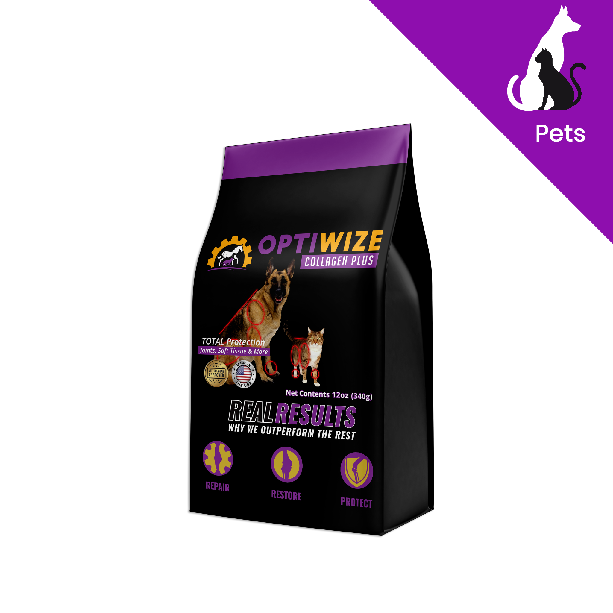 Collagen-rich senior dog supplement with glucosamine, MSM, and chondroitin to support bones and mobility